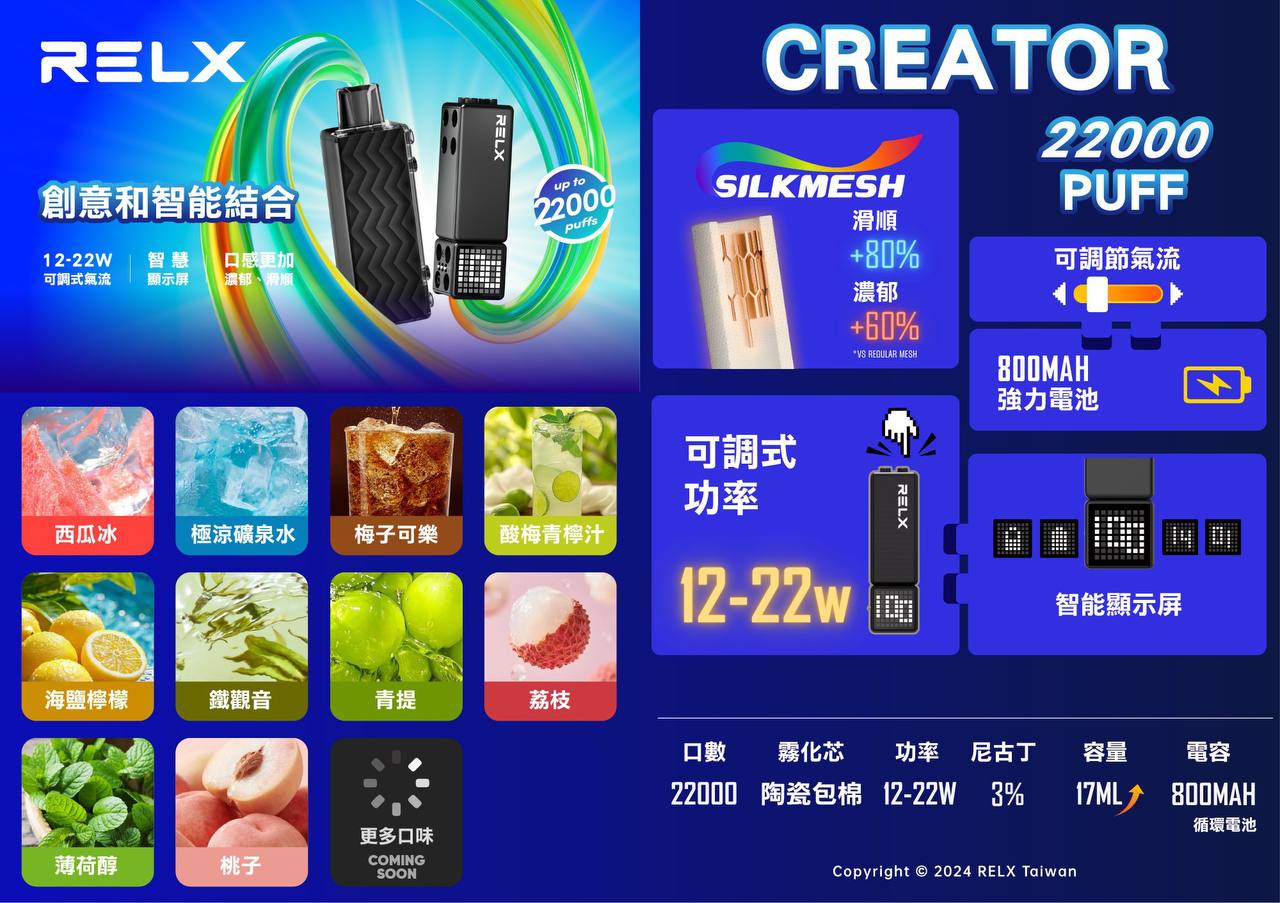 RELX Creator 積木 22000 換彈式一次性 22000口